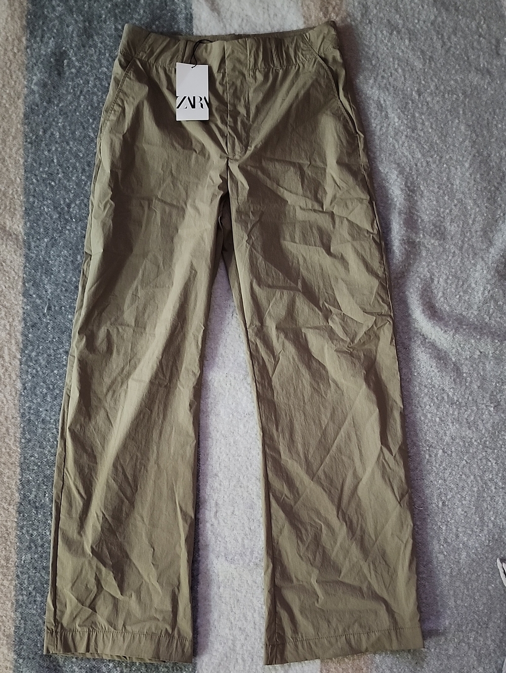 NWT Zara Olive Green Wide-Leg Trousers / Cargo Pants Sz S Gorpcore